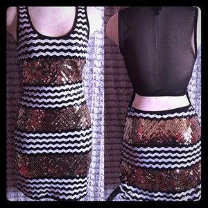 Bebe backless sequined dress